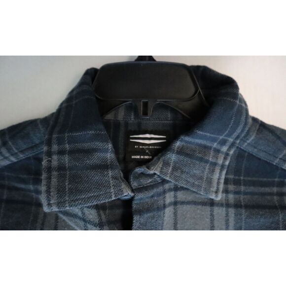 Bar & Shield x Harley-Davidson Men Sz L Tint Tattoo Blue Plaid Flannel L/S Shirt - Picture 3 of 10